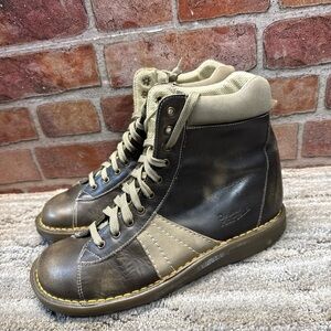 Dr Martens 2B25 2 Tone Brown Varsity Stripe Leather Combat Boots Mens 8 Womens 9